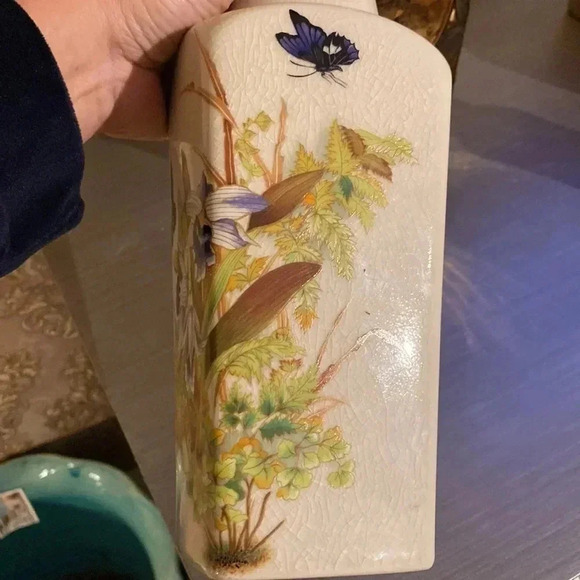 Vintage Toyo Tropical Orchid Hand Painted Vase, Designed by Magie, Japan 1950s - Picture 4 of 6